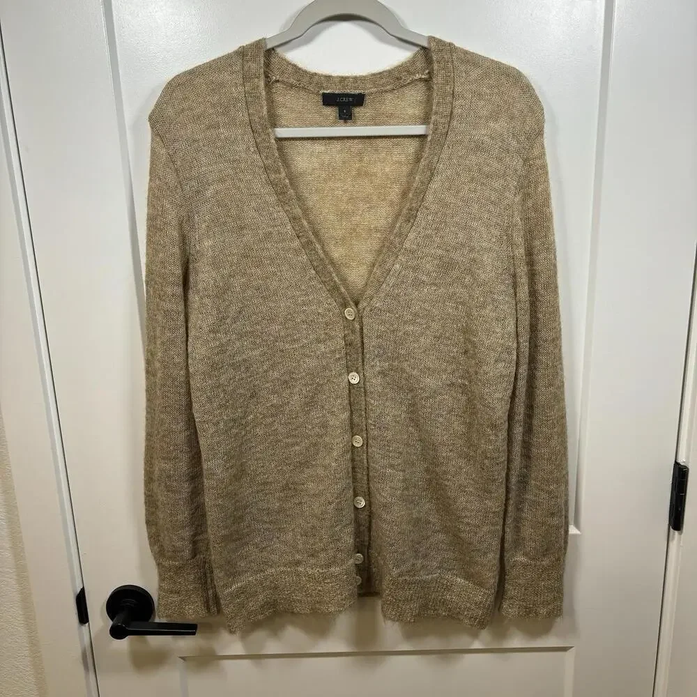 J. Crew Mohair Blend Knit Cardigan Boyfriend Cardigan Button Down Old Money Sz S